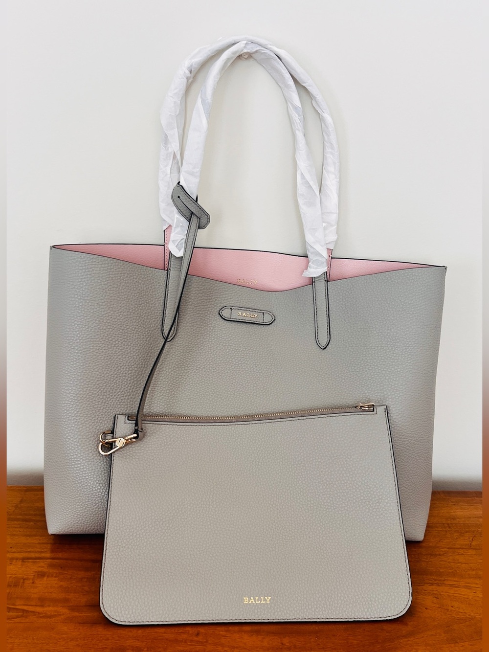 Brand New Bally Rory Rev D Tote Taupe/ Pink